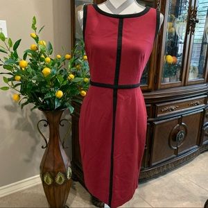 Calvin Klein | burgundy black color block sheath dress size 8